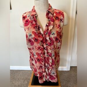 Women’s sleeveless blouse. Loft,size S. Floral print.